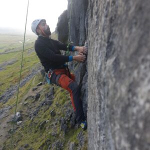 Antonio climbing at Twistleton Scar
